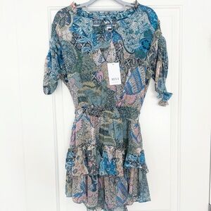 Misa Blue Paisley Dress XS